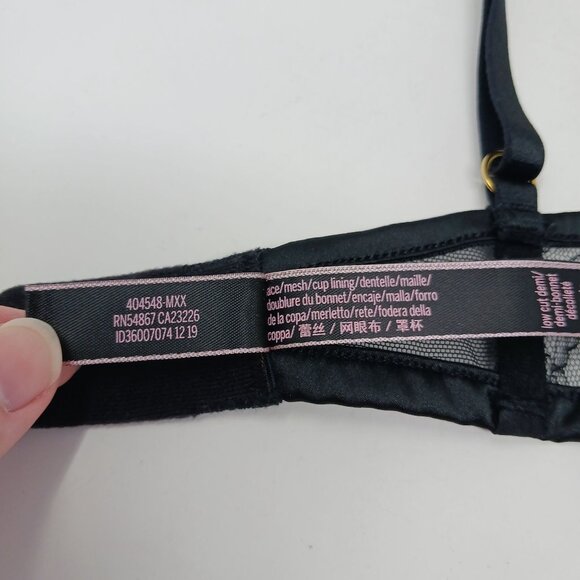NWOT Victorias Secret Black Lace Low Cut Demi Bra 34B Mesh Underwire - Picture 9 of 10